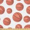 Ambesonne Basketball Fabric by the Yard, Realistic Style Balls Pattern on White Classical Sports Themed, Decorative Fabric for Upholstery and Home Accents, Pale Cinnamon White